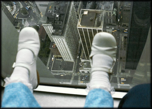 feet Looking down from the WTC observation window